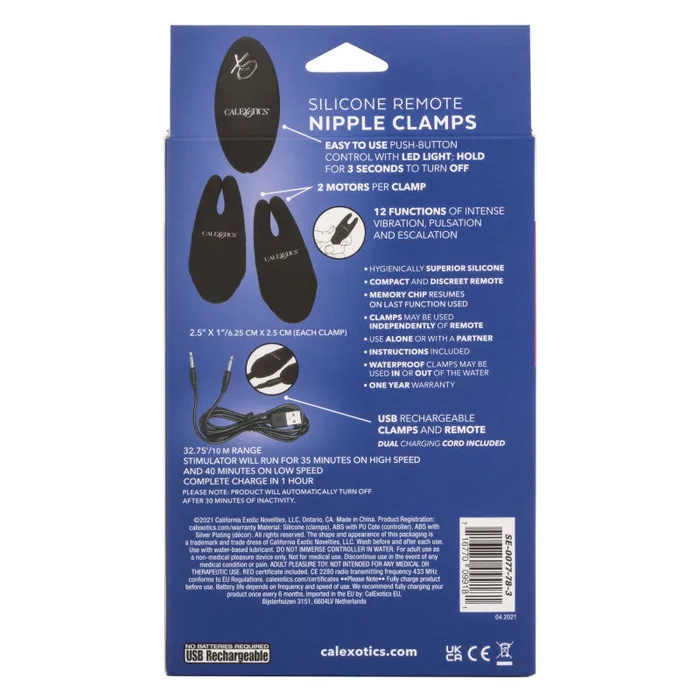CalExotics Anal | Silicone Remote Nipple Clamps - Black CalExotics Anal | Silicone Remote Nipple Clamps - Black