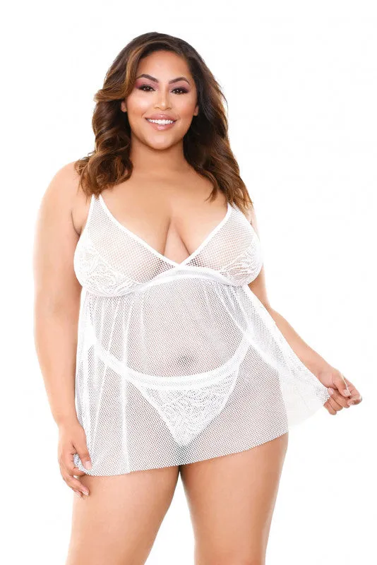 Isla Babydoll and Panty Set - White - 3x4x | Fantasy Lingerie Female Sex Toys Isla Babydoll and Panty Set - White - 3x4x | Fantasy Lingerie Female Sex Toys