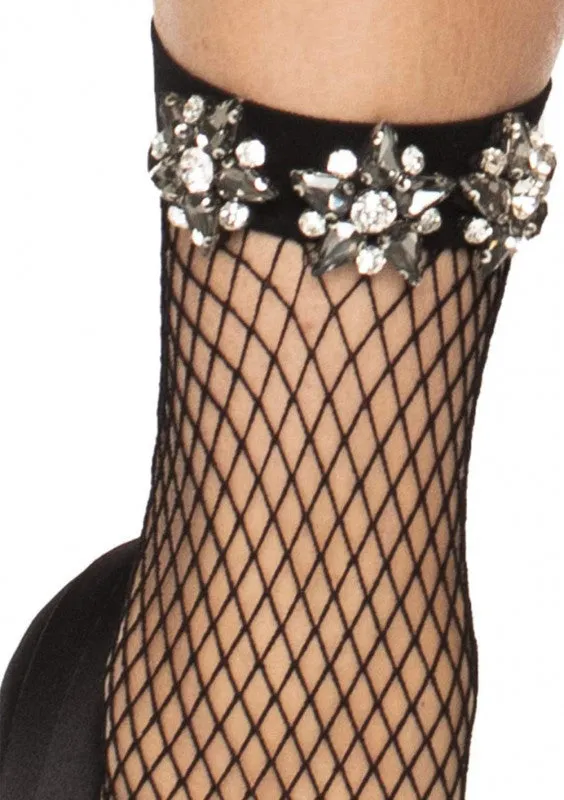 Leg Avenue Anal | Rhinestone Jeweled Fishnet Anklet Socks - Black Leg Avenue Anal | Rhinestone Jeweled Fishnet Anklet Socks - Black