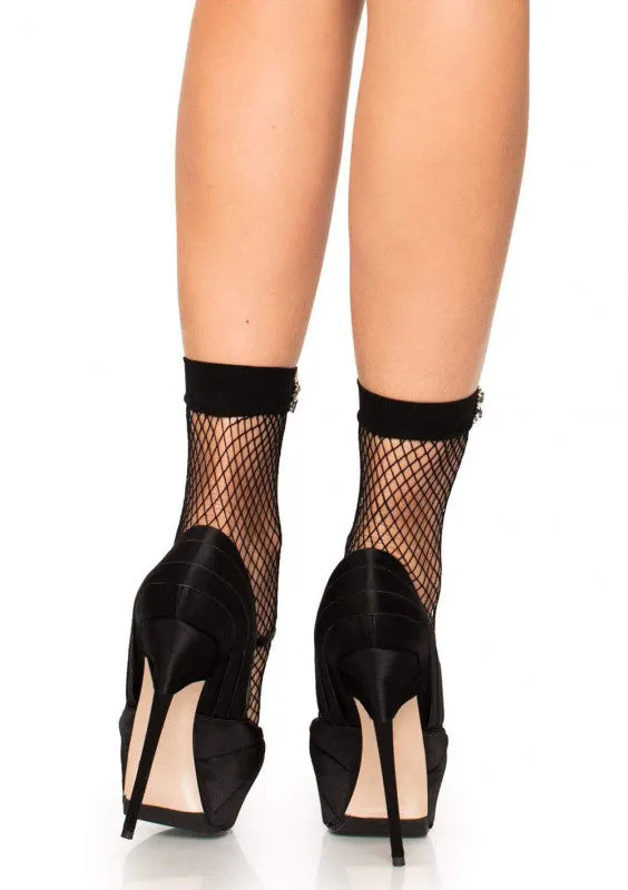 Leg Avenue Anal | Rhinestone Jeweled Fishnet Anklet Socks - Black Leg Avenue Anal | Rhinestone Jeweled Fishnet Anklet Socks - Black