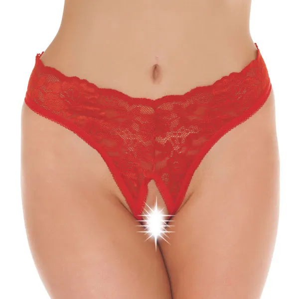 Rimba Vibrators Red Lace Open Crotch GString