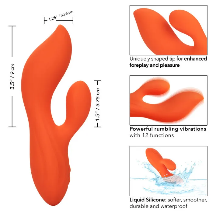 Stella Liquid Silicone Dual Teaser - Orange | CalExotics Female Sex Toys Stella Liquid Silicone Dual Teaser - Orange | CalExotics Female Sex Toys
