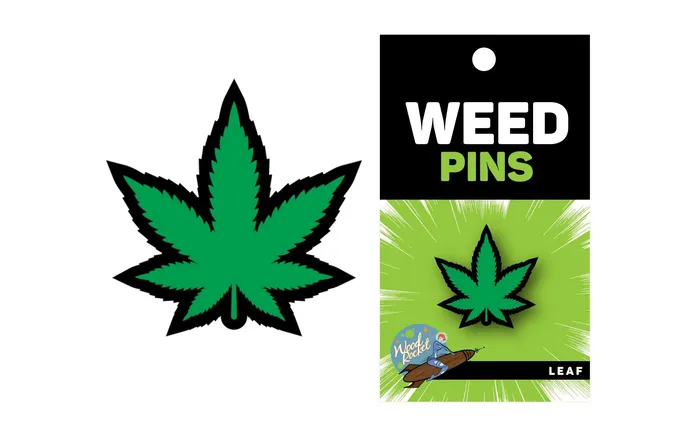 Wood Rocket Vibrators | Green Marijuana Leaf Pin