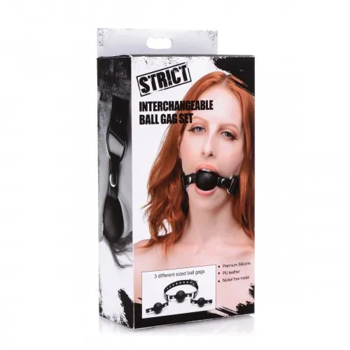 XR Brands Male Sex Toys | Strict Interchangeable Silicone Ball Gag Set